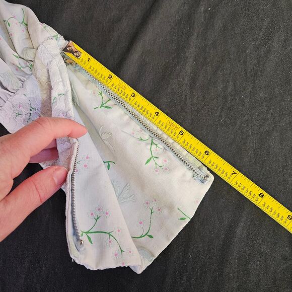 Vintage Floral Maxi Dress Size S Lace Long Sleeve Milkmaid Prairie Cottagecore - Picture 8 of 10